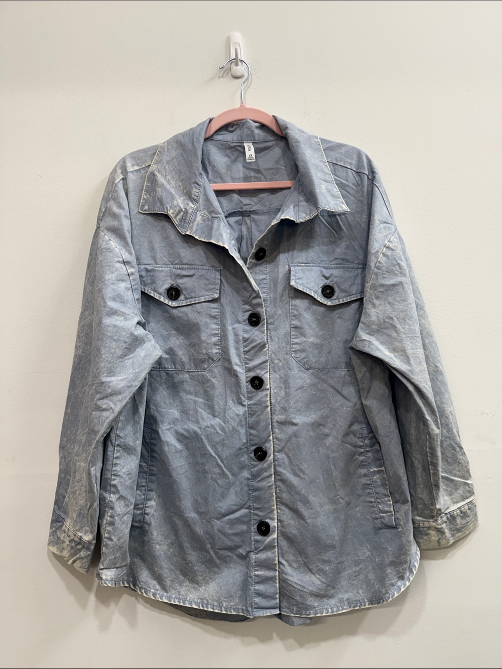 Zenana Outfitters Faded Light Blue Washed Denim Jacket